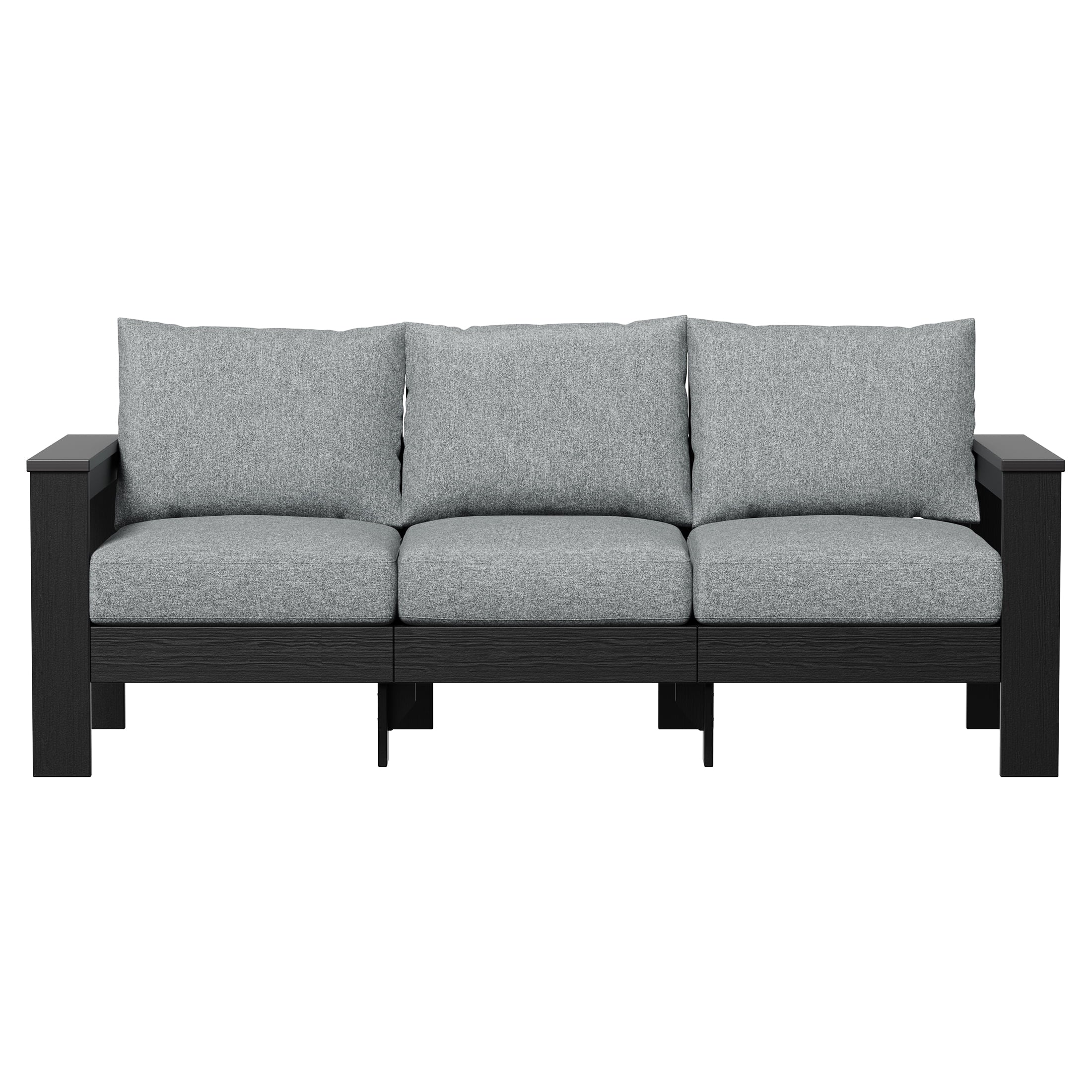 AVERO™ Ezra Outdoor Sofa, Black Frame with Gray Cushions - AVERO™