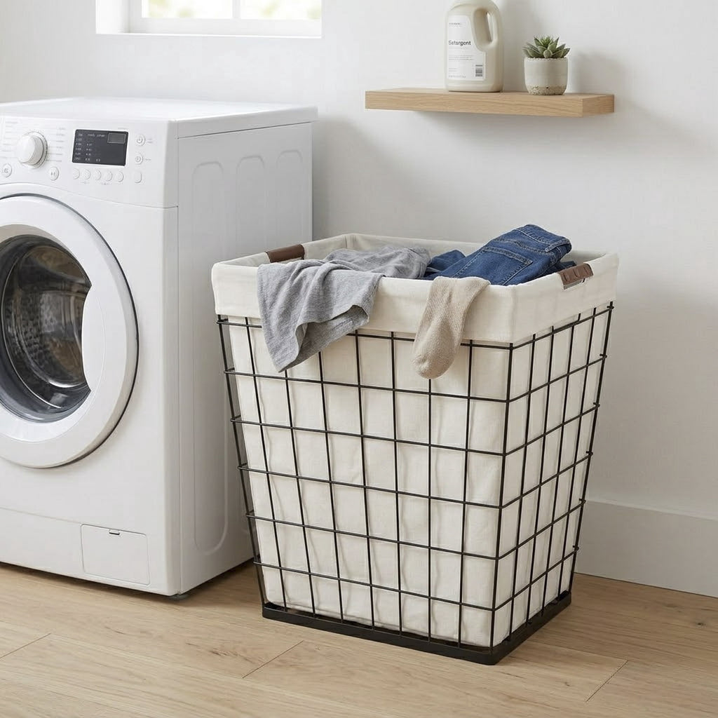 AVERO™ 75L Rectangular Steel Wire Laundry Hamper with Removable Liner, Natural, Adult - AVERO™