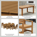 AVERO™ Ezra 7-Piece Outdoor HDPE Dining Set, Teak - AVERO™