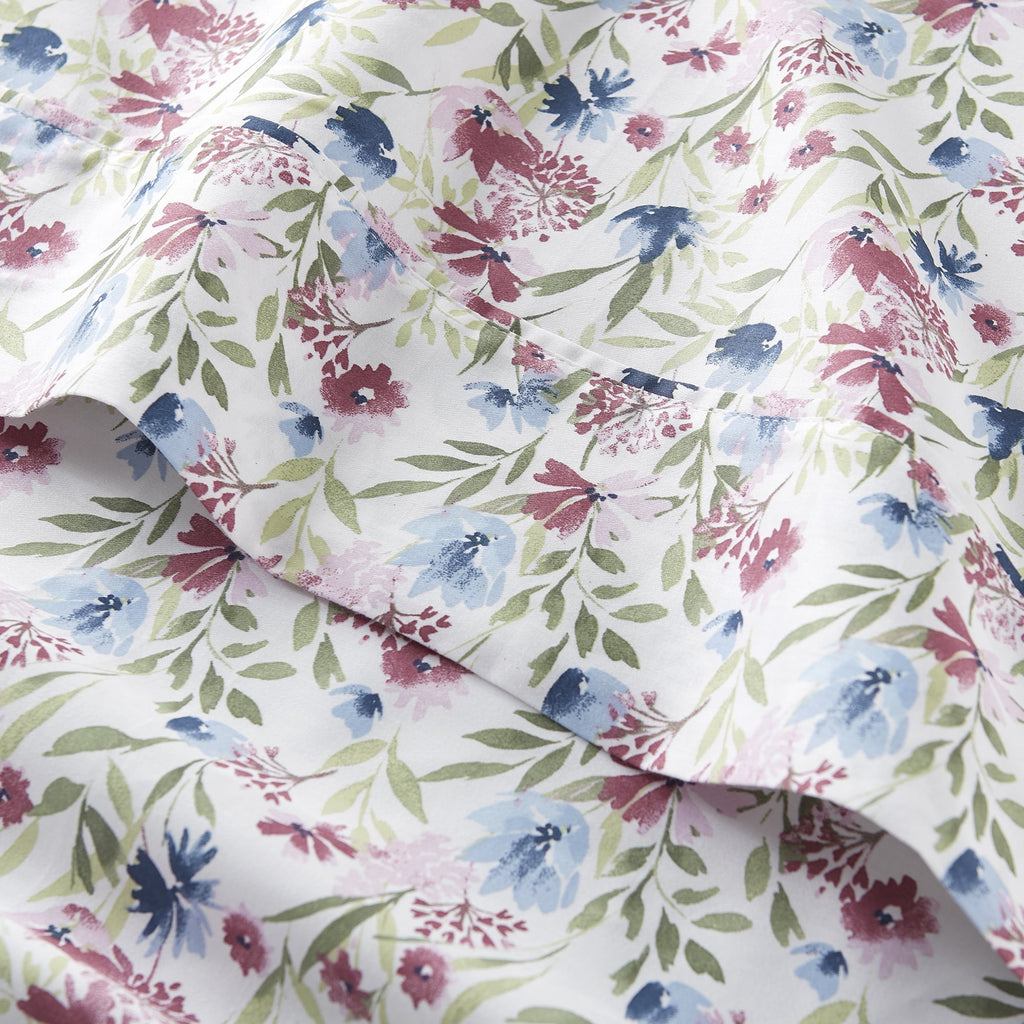 AVERO™ 4-Piece 300 Thread Count Bashful Blooms Cool Cotton Sateen Bed Sheet Set, Queen - Deep Pocket - AVERO™