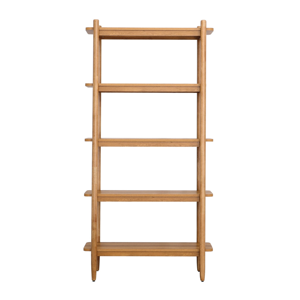 AVERO™ Springwood 5 Shelf Bookcase with Solid Wood Frame, Light Honey Finish - AVERO™