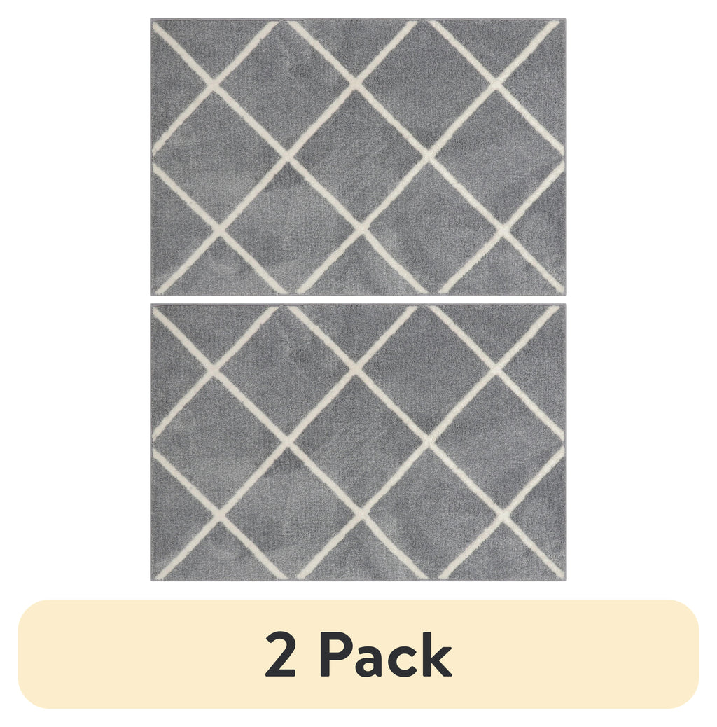 AVERO™ (2 pack) Diamond Plush Gray Indoor 30 in x 45 in Accent Rug - AVERO™