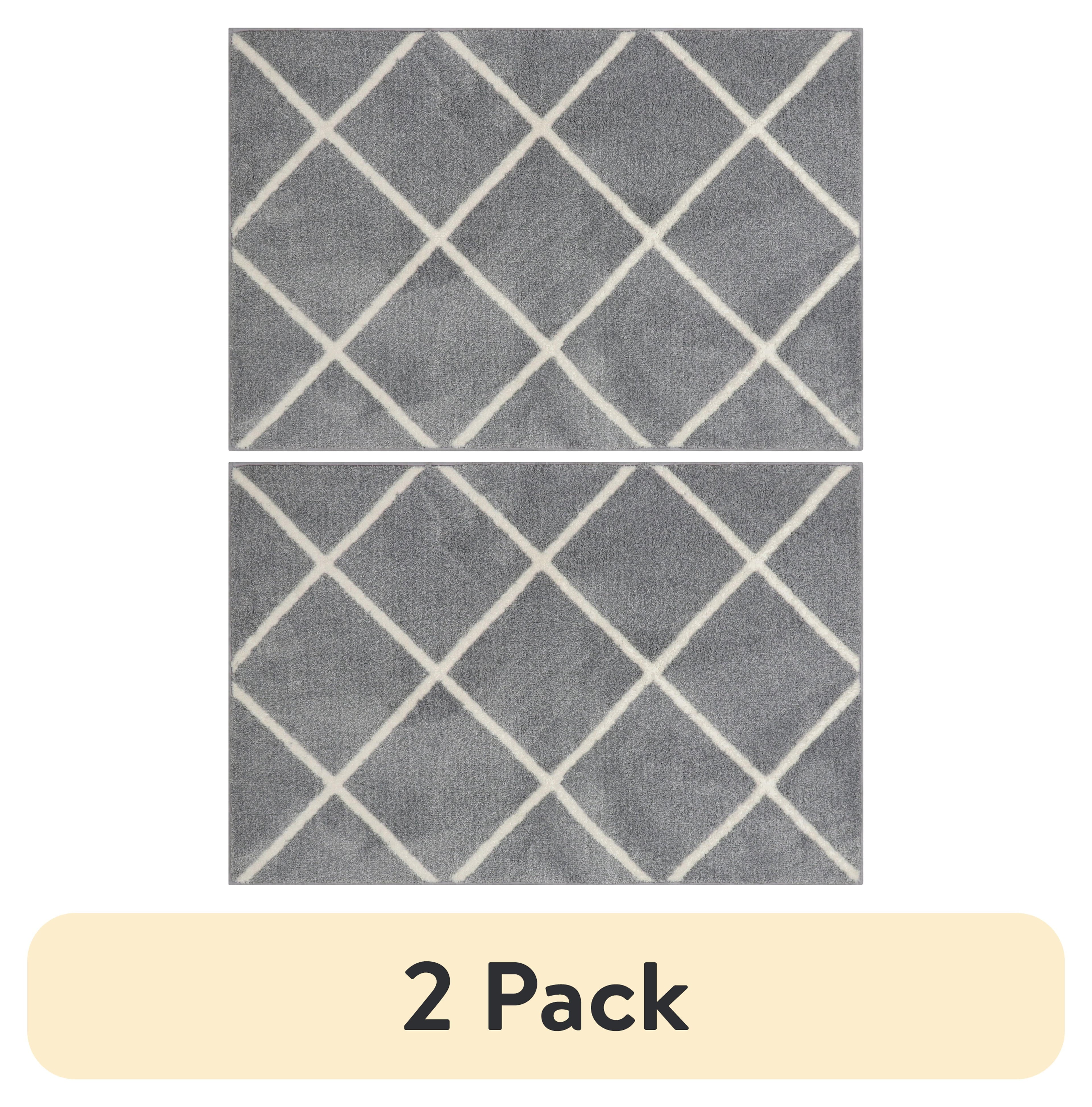 AVERO™ (2 pack) Diamond Plush Gray Indoor 30 in x 45 in Accent Rug - AVERO™