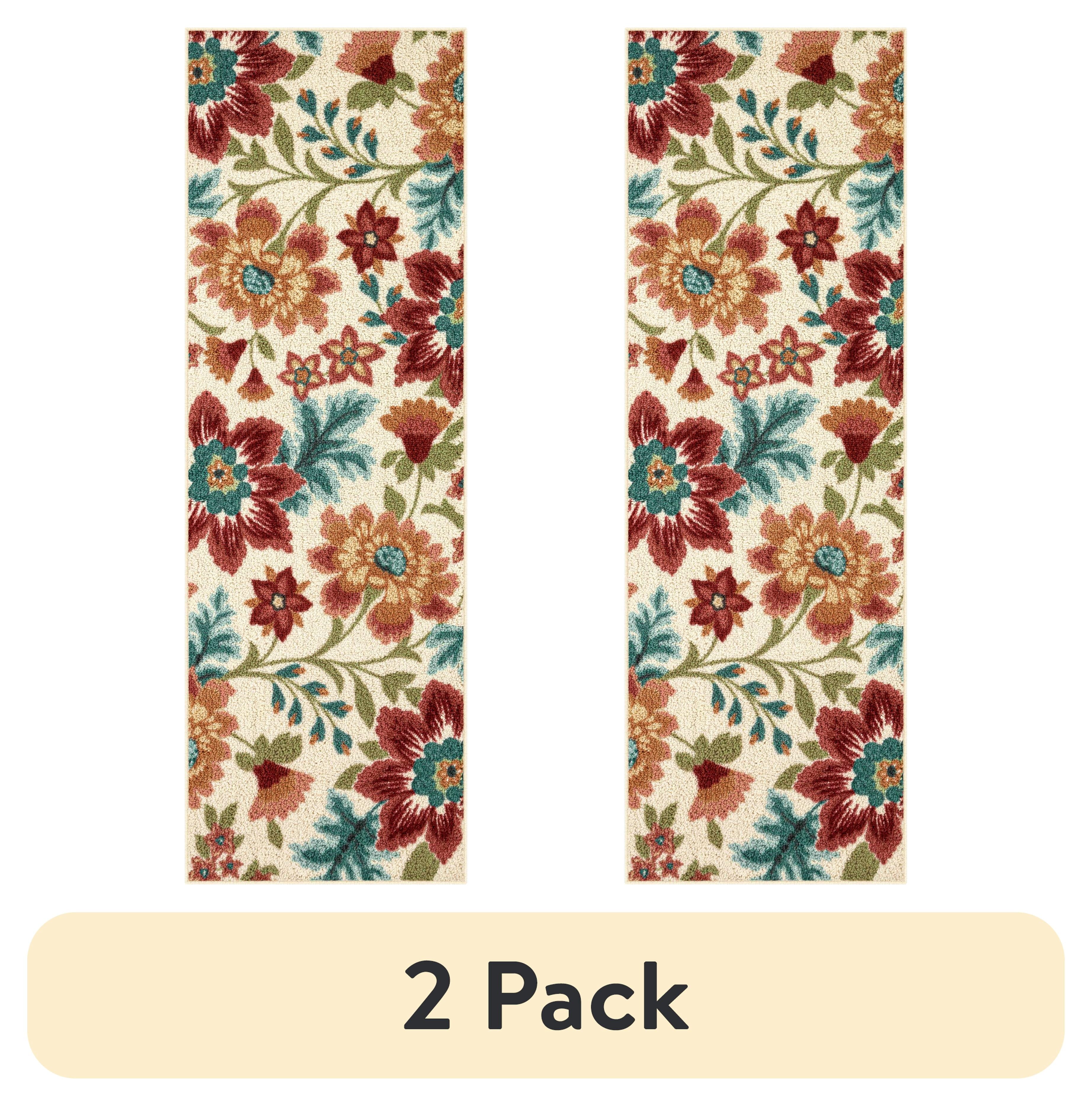 AVERO™ (2 pack) Farmhouse Oversized Floral Cream Multicolor Indoor Hallway Runner Rug, 2'x6' - AVERO™