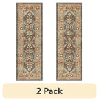 AVERO™ (2 pack) Persian Border Medallion Loop Print Rust Brown Indoor Runner Rug, 1'8"x5' - AVERO™