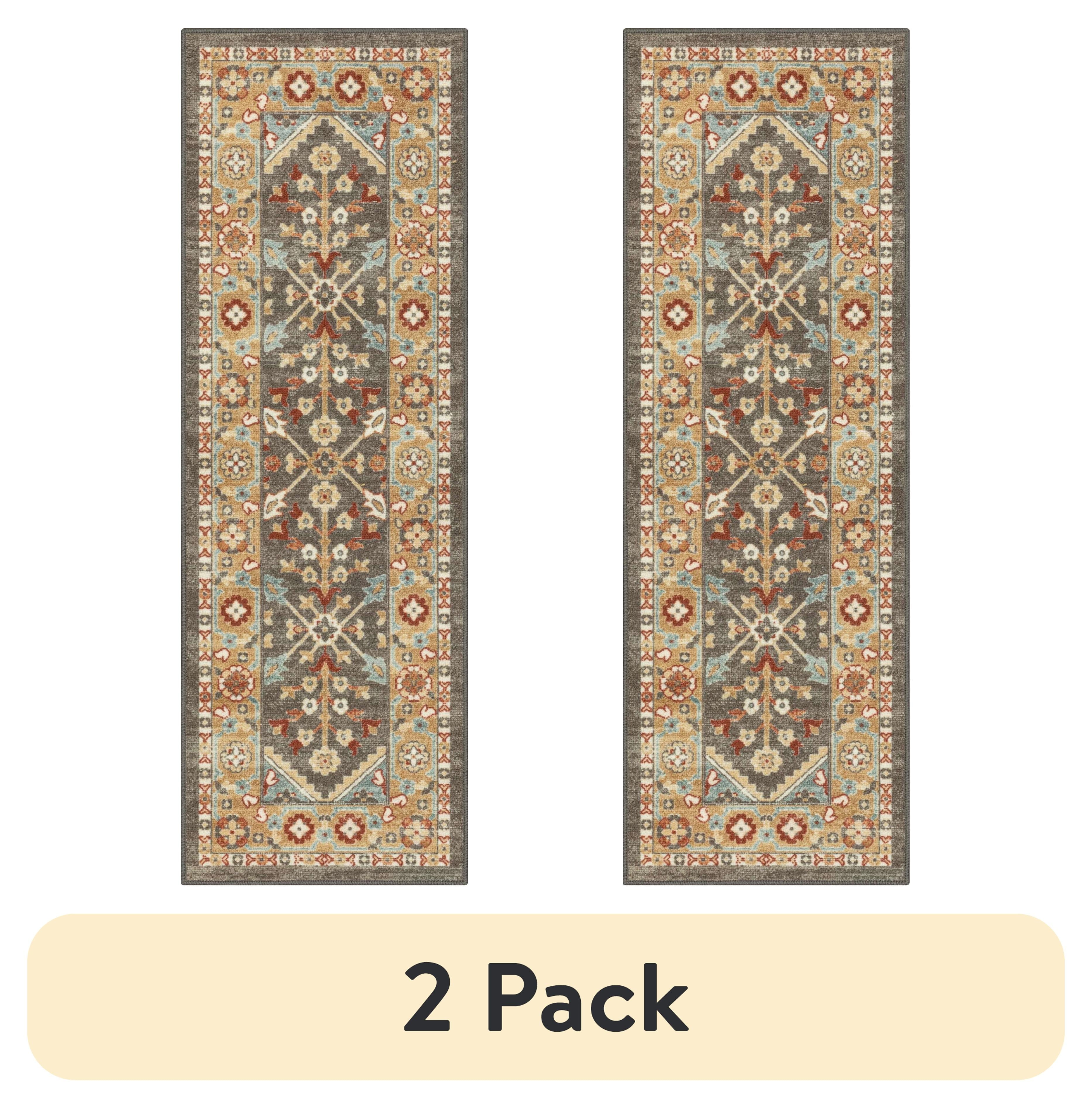 AVERO™ (2 pack) Persian Border Medallion Loop Print Rust Brown Indoor Runner Rug, 1'8"x5' - AVERO™