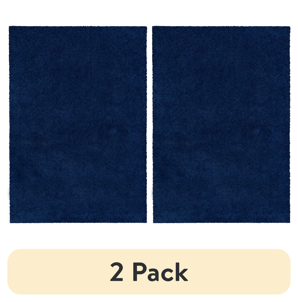 AVERO™ (2 pack) Traditional Solid Navy Youth Shag Indoor Area Rug, 5 ft x 7 ft - AVERO™