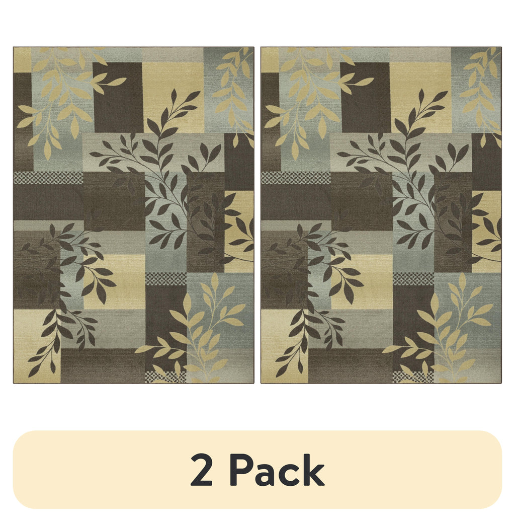 AVERO™ (2 pack) Traditional Leaf Block Gray Print Indoor Area Rug, 7' x 10' - AVERO™