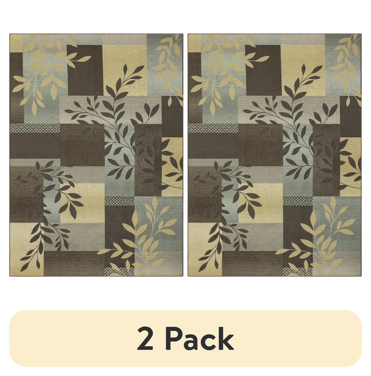 AVERO™ (2 pack) Traditional Leaf Block Gray Print Indoor Area Rug, 7' x 10' - AVERO™