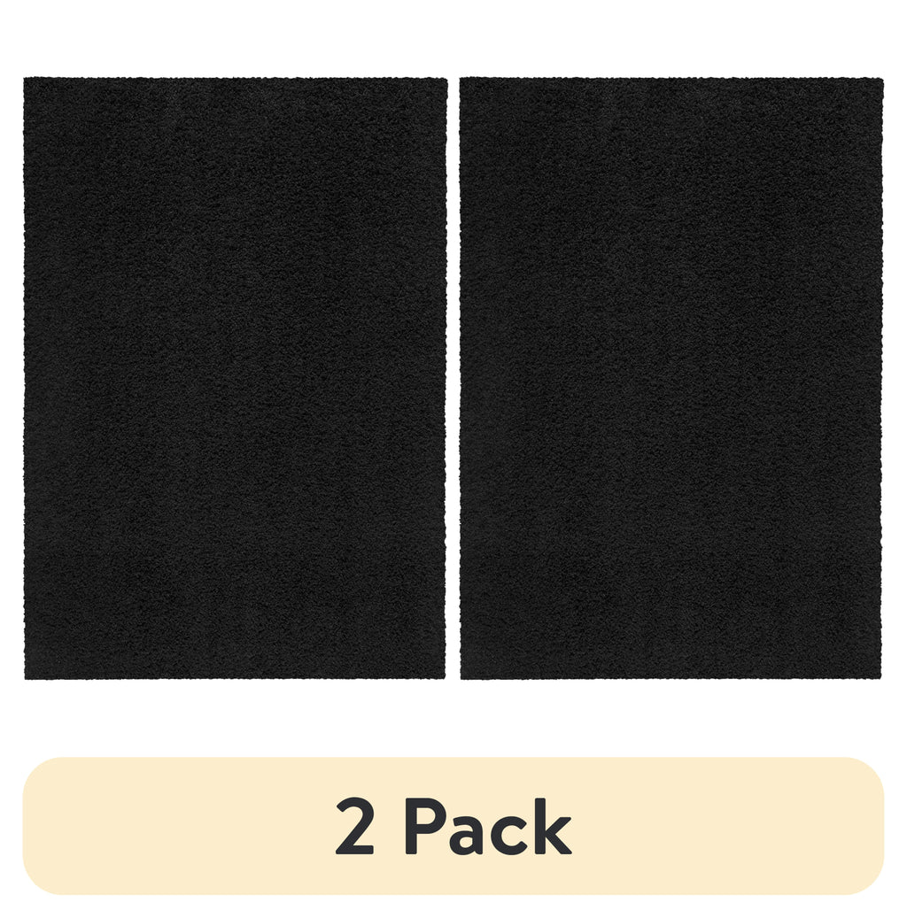 AVERO™ (2 pack) Traditional Solid Black Shag Indoor Area Rug, 3' x 4'8" - AVERO™