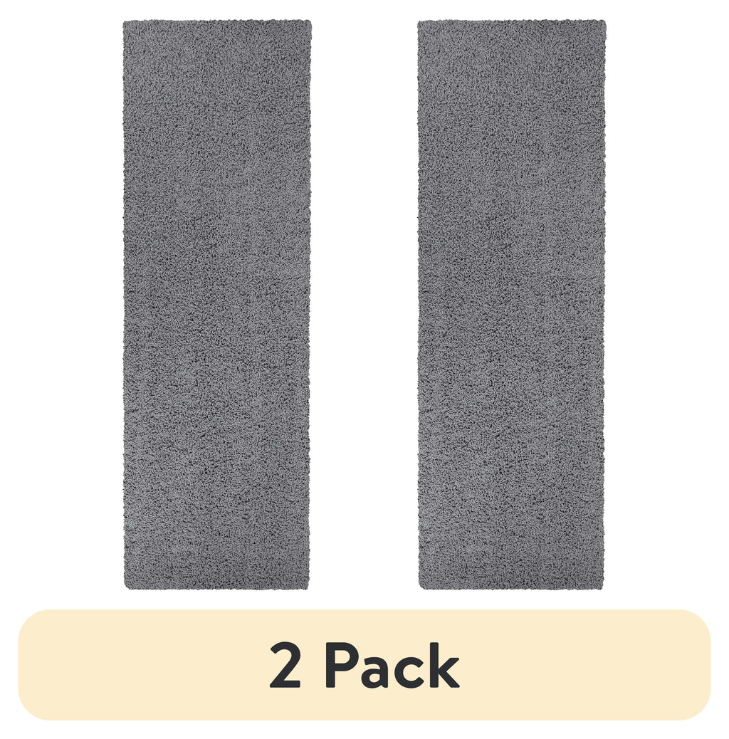 AVERO™ (2 pack) Solid Gray Shag Indoor Runner Rug, 1 ft 9 in x 5 ft - AVERO™