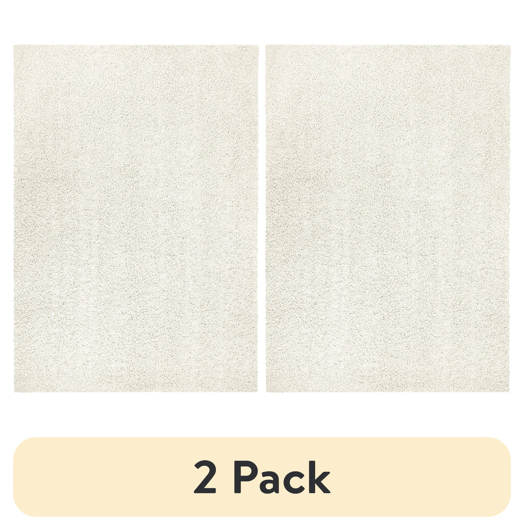 AVERO™ (2 pack) Traditional Solid Ivory Shag Indoor Area Rug, 5 ft x 7 ft - AVERO™