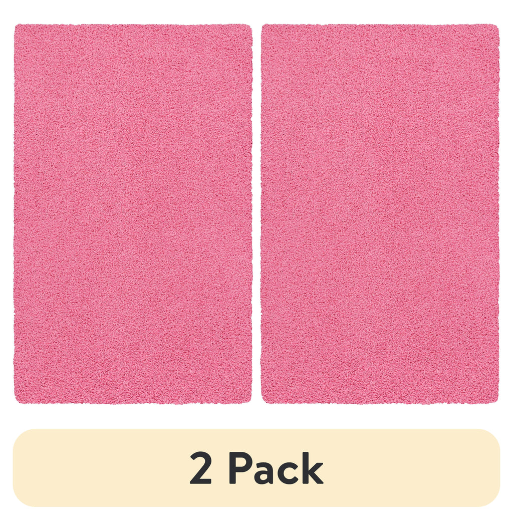 AVERO™ (2 pack) Traditional Solid Pink Youth Shag Indoor Area Rug, 3 ft x 4 ft 8 in - AVERO™