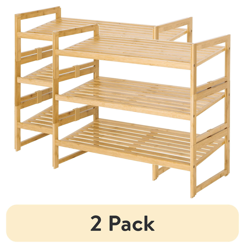 AVERO™ (2 pack) Bamboo 3-Tier Shoe Rack for 9 Pairs - AVERO™