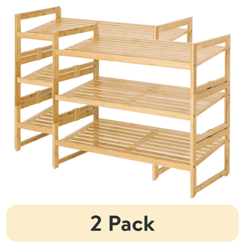 AVERO™ (2 pack) Bamboo 3-Tier Shoe Rack for 9 Pairs - AVERO™
