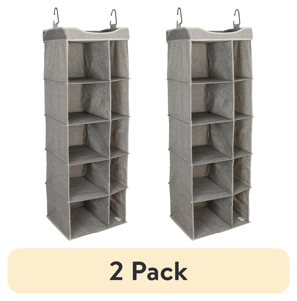 AVERO™ (2 pack) 5-Tier Hanging Closet Storage Organizer Dividers for Shoes and Clothes, 10-Compartments, Polyester & Cotton - AVERO™