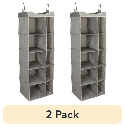 AVERO™ (2 pack) 5-Tier Hanging Closet Storage Organizer Dividers for Shoes and Clothes, 10-Compartments, Polyester & Cotton - AVERO™