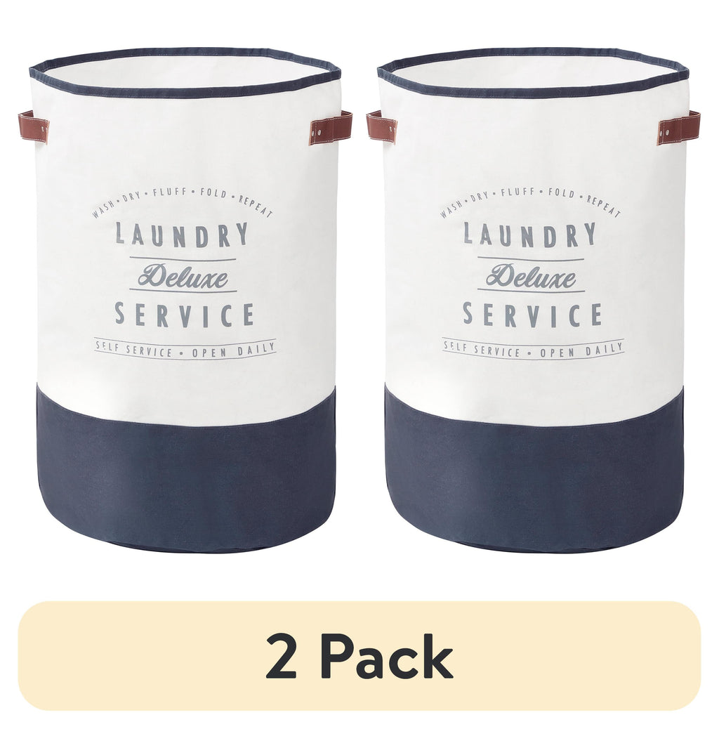 AVERO™ (2 pack) Ivory/Grey Canvas Laundry Hamper, 16 in x 25 in - AVERO™