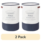 AVERO™ (2 pack) Ivory/Grey Canvas Laundry Hamper, 16 in x 25 in - AVERO™