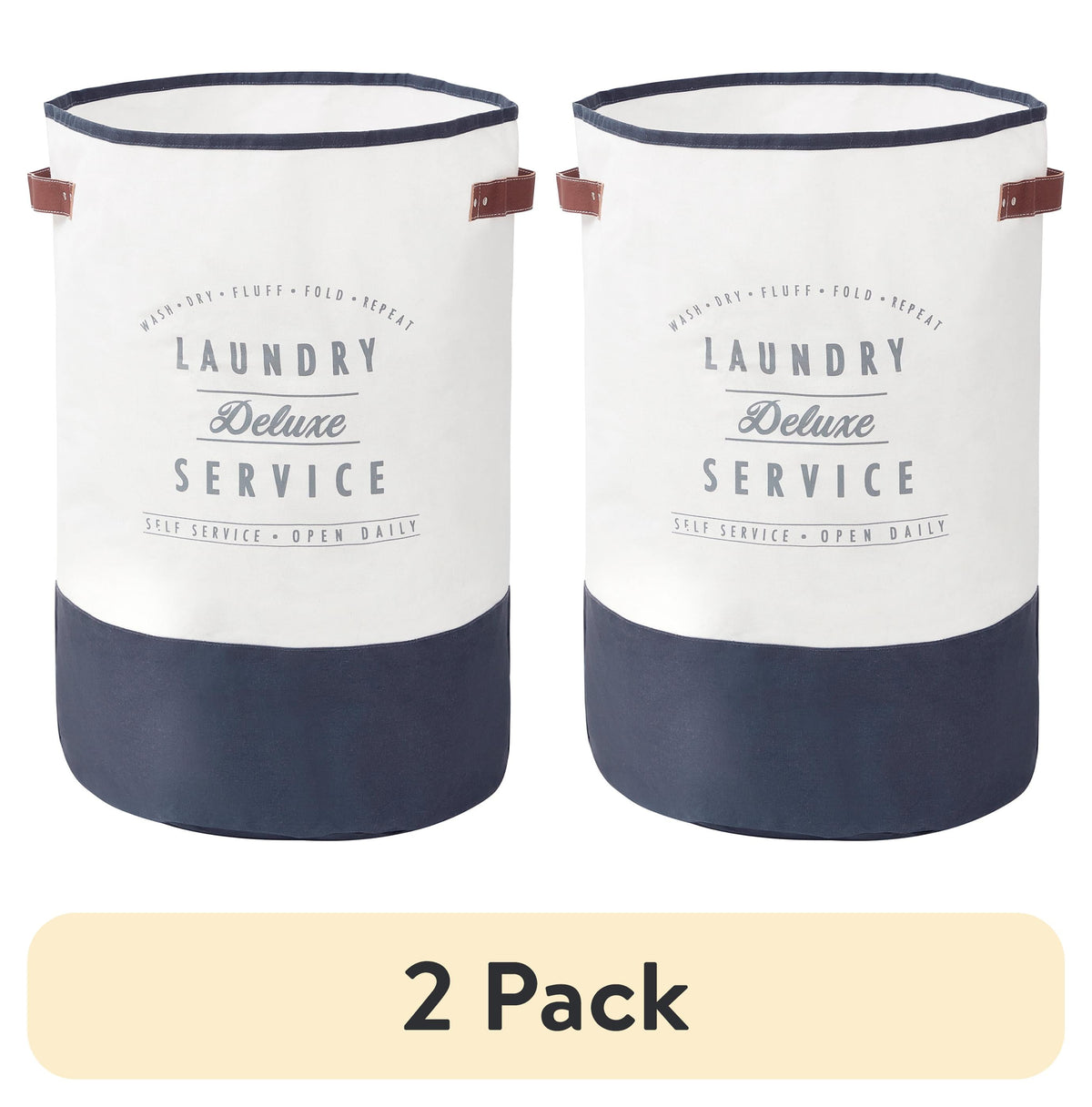 AVERO™ (2 pack) Ivory/Grey Canvas Laundry Hamper, 16 in x 25 in - AVERO™
