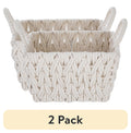 AVERO™ (2 pack) Medium White Woven Rope Decorative Storage Basket with Handles, 14.3 in x 11 in x 9 in - AVERO™