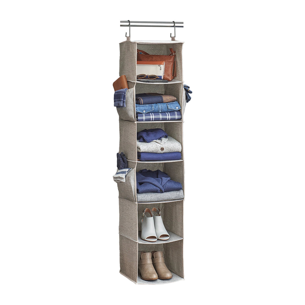 AVERO™ (4 pack) Gray Hanging Closet Organizer With 6 Shelves & Side Pockets - AVERO™