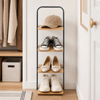 AVERO™ Juliet 4-Tier Wooden Shoe Ladder for Shoe Storage, Black and Light Honey Wood, Holds up to 4 Pairs - AVERO™