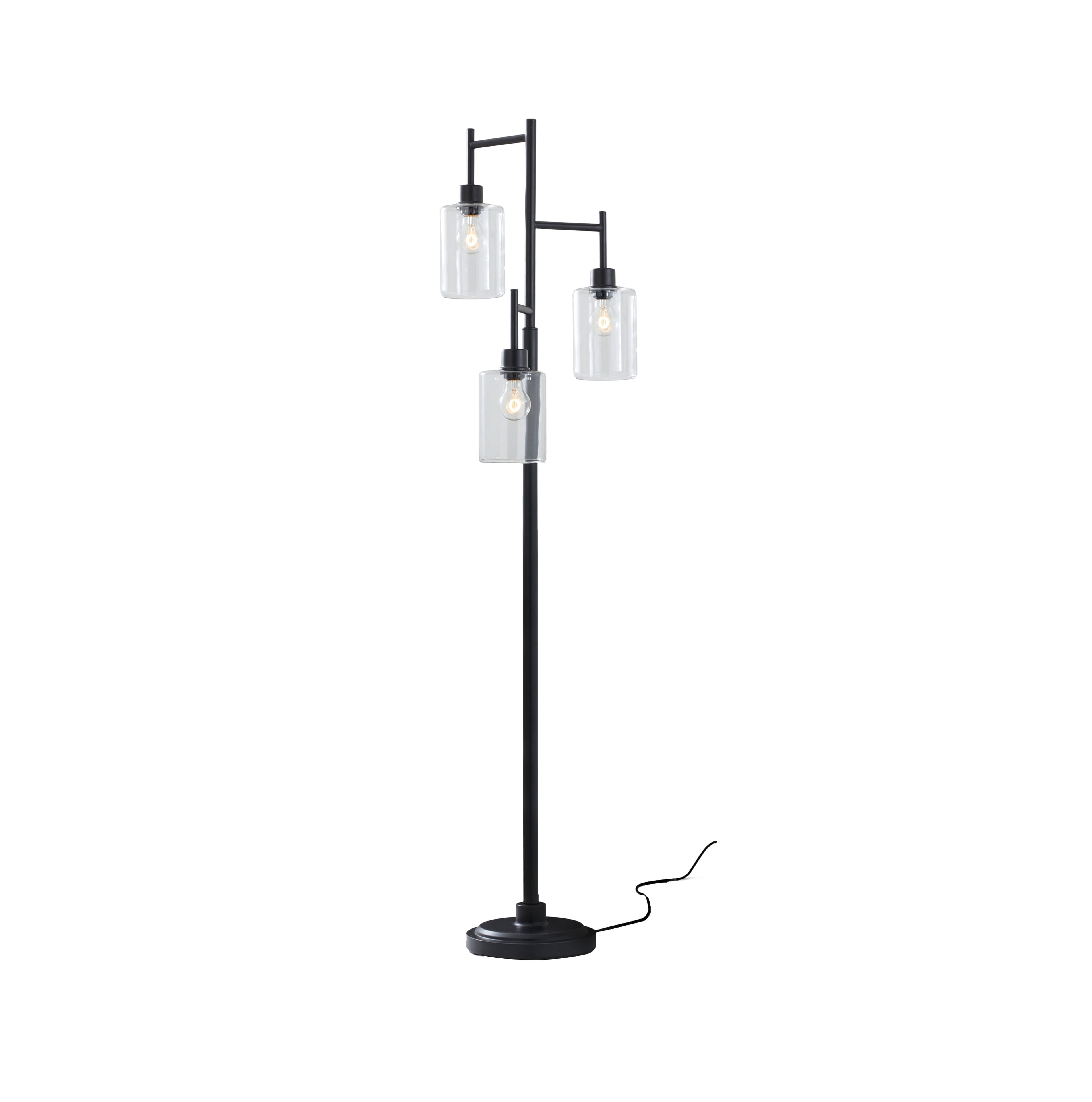 AVERO™ 63.5 in 3 Light Contemporary Black Floor Lamp Clear Glass - AVERO™