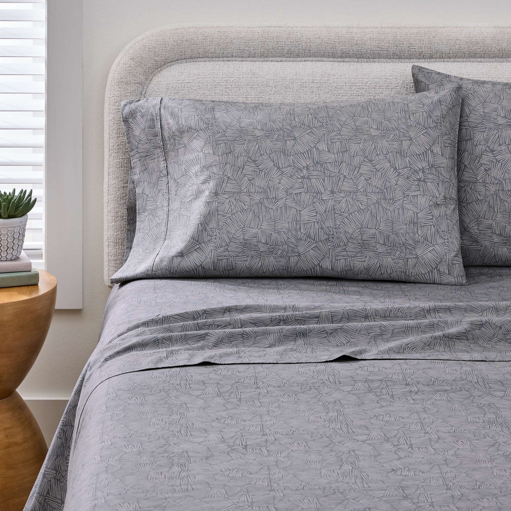 AVERO™ Cool & Crisp 300 Thread Count Cotton Percale Bed Sheet Set, Ziggy Geo Print Gray, Twin - AVERO™