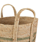 AVERO™ Natural Maize Colored Stripe Basket, Green, Large - AVERO™