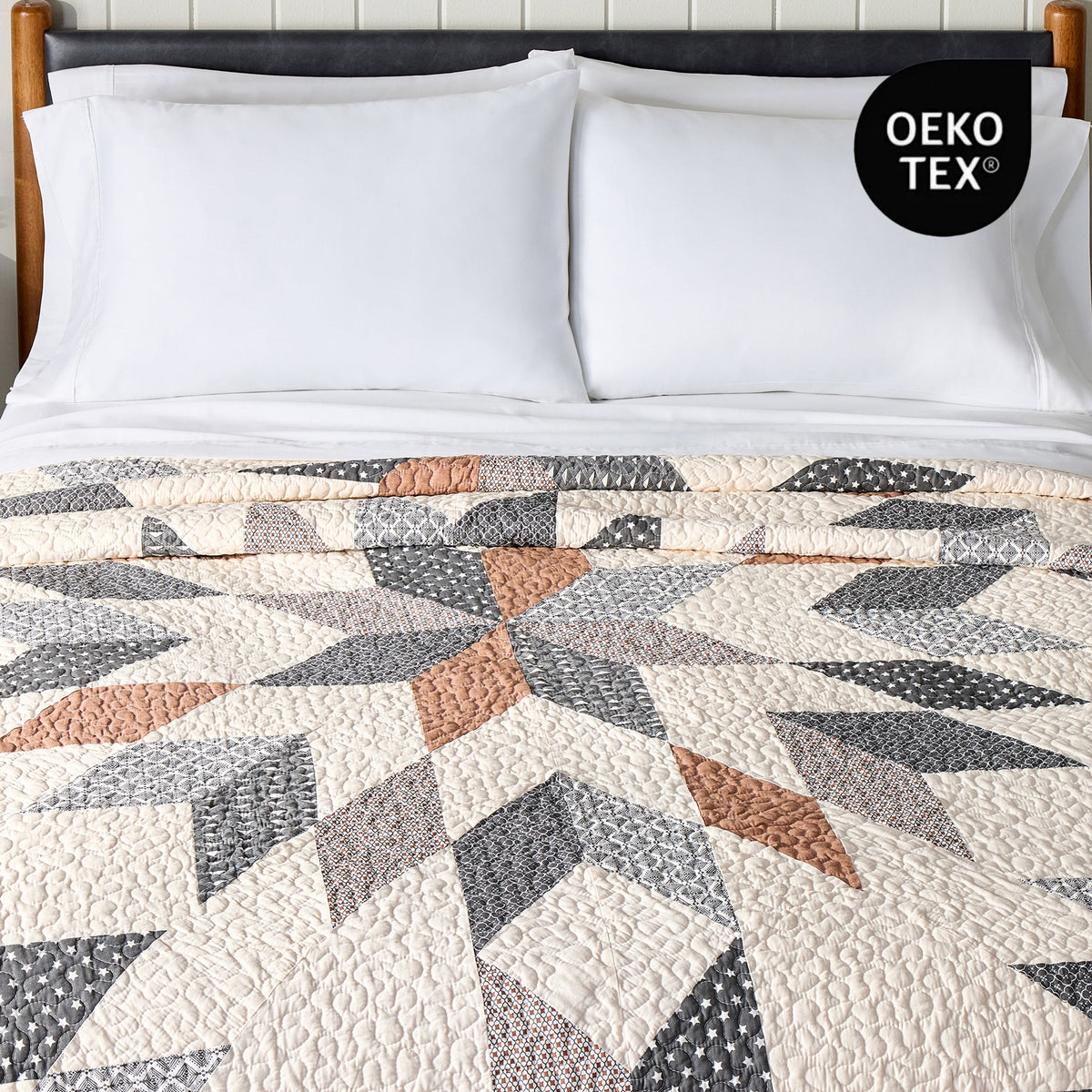 AVERO™ Starburst Patchwork Cotton Quilt, King Bedding - AVERO™
