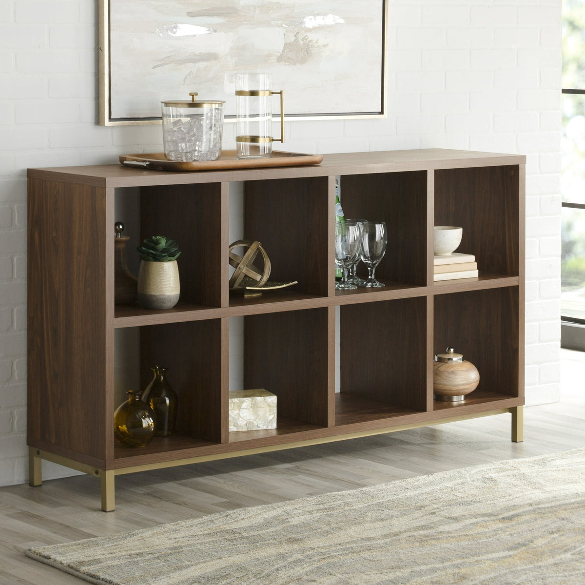 AVERO™ 8-Cube Organizer with Metal Base, Vintage Walnut - AVERO™