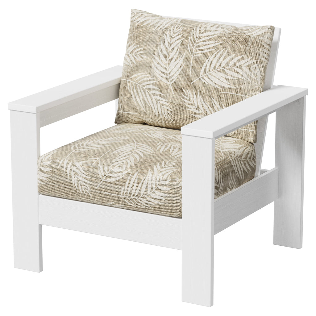 AVERO™ Ezra 4-Piece Outdoor HDPE Conversation Set, White with Neutral Palm Cushions - AVERO™
