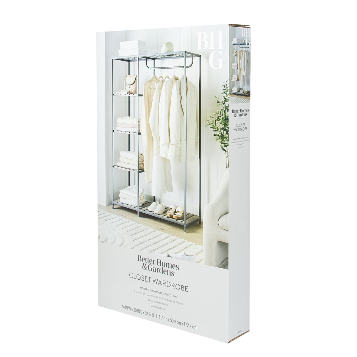AVERO™ Farmhouse Style Gray Wood and Metal Clothes Rack with Garment Rod - AVERO™