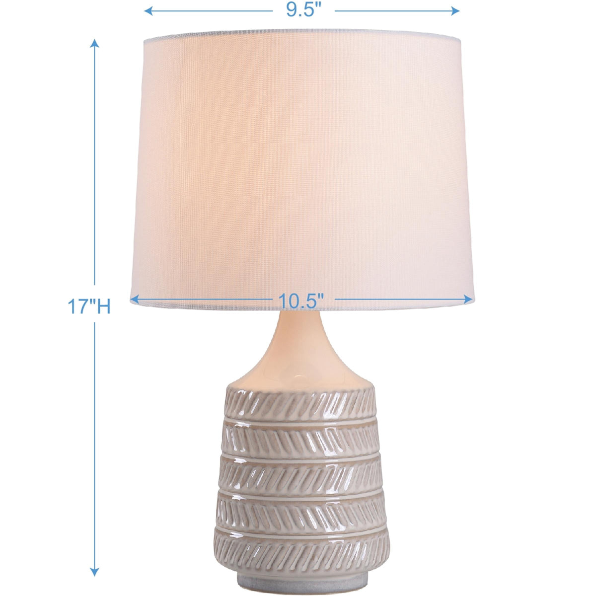 AVERO™ White and Beige Etched Ceramic Table Lamp with Shade 17"H - AVERO™