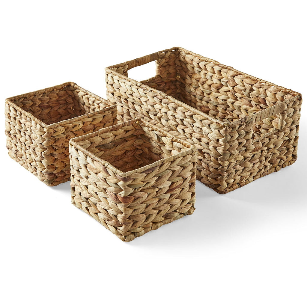 AVERO™ (2 pack) 3-Piece Natural Woven Water Hyacinth Decorative Storage Basket Set, Large Basket 16.14 in x 6.69 in x 5.9 in - AVERO™