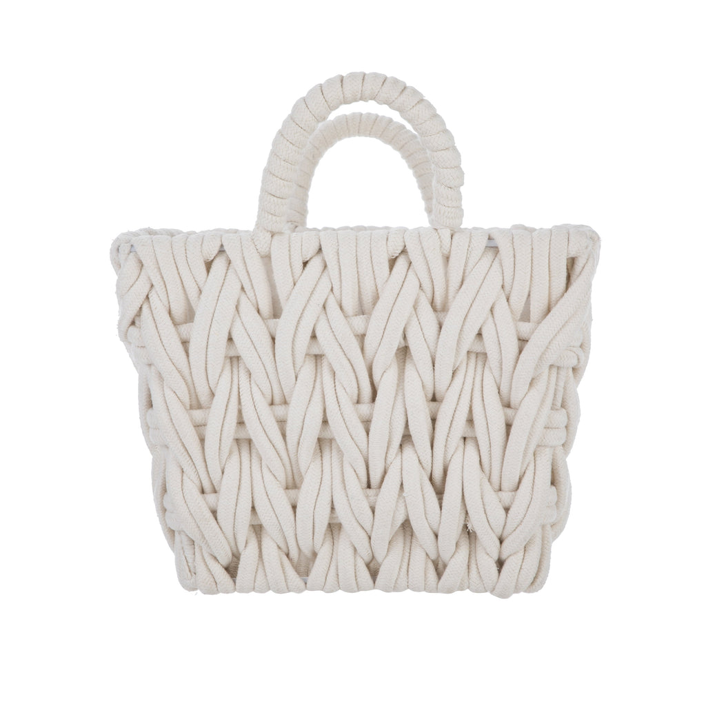 AVERO™ (2 pack) Medium White Woven Rope Decorative Storage Basket with Handles, 14.3 in x 11 in x 9 in - AVERO™