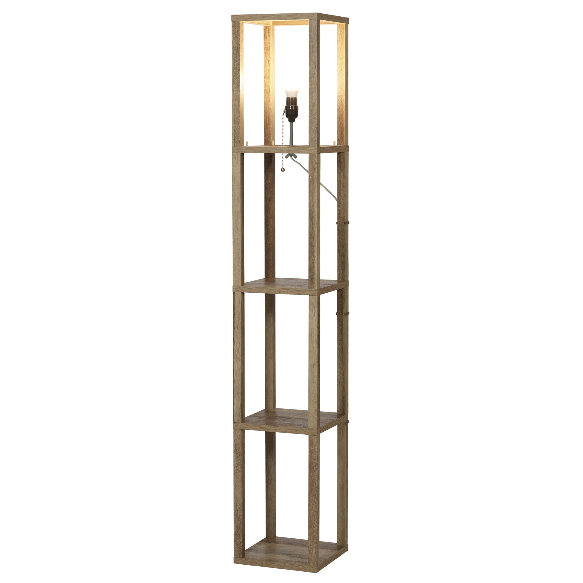 AVERO™ 62.25" Modern Pull Chain Weathered Floor Lamp with Natural Square Shade - AVERO™
