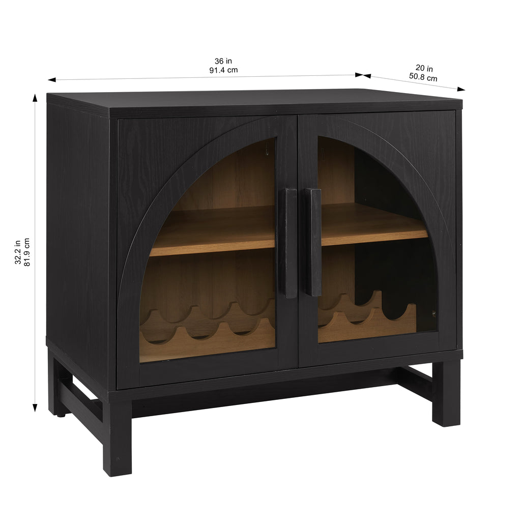 AVERO™ Juliet Arch Door Kitchen Console, Black Finish - AVERO™