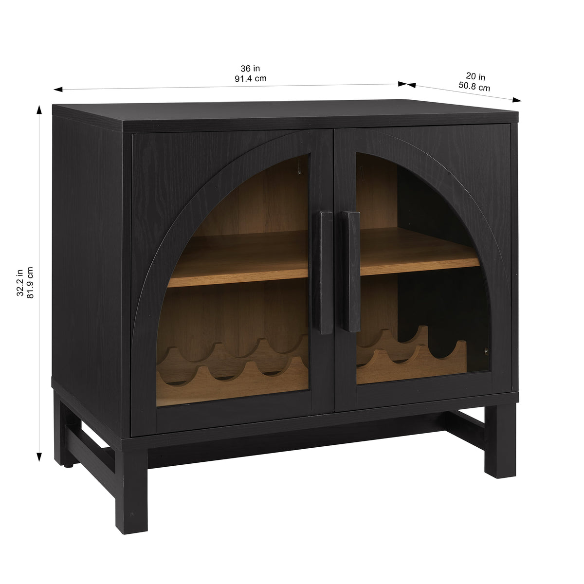 AVERO™ Juliet Arch Door Kitchen Console, Black Finish - AVERO™