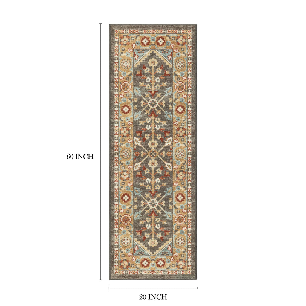 AVERO™ (2 pack) Persian Border Medallion Loop Print Rust Brown Indoor Runner Rug, 1'8"x5' - AVERO™