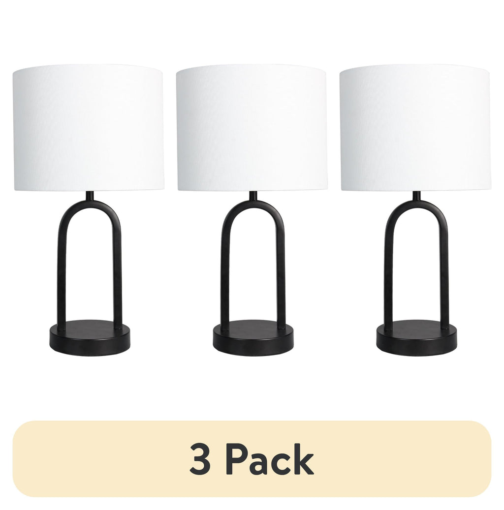 AVERO™ (3 pack) 16.75 in Black Metal Arch Table Lamp with White Fabric Shade - AVERO™