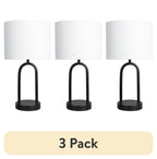 AVERO™ (3 pack) 16.75 in Black Metal Arch Table Lamp with White Fabric Shade - AVERO™