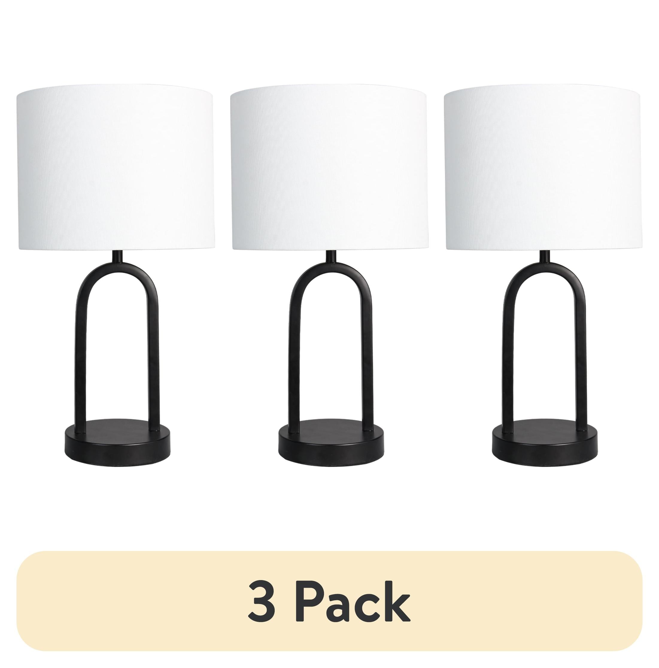 AVERO™ (3 pack) 16.75 in Black Metal Arch Table Lamp with White Fabric Shade - AVERO™