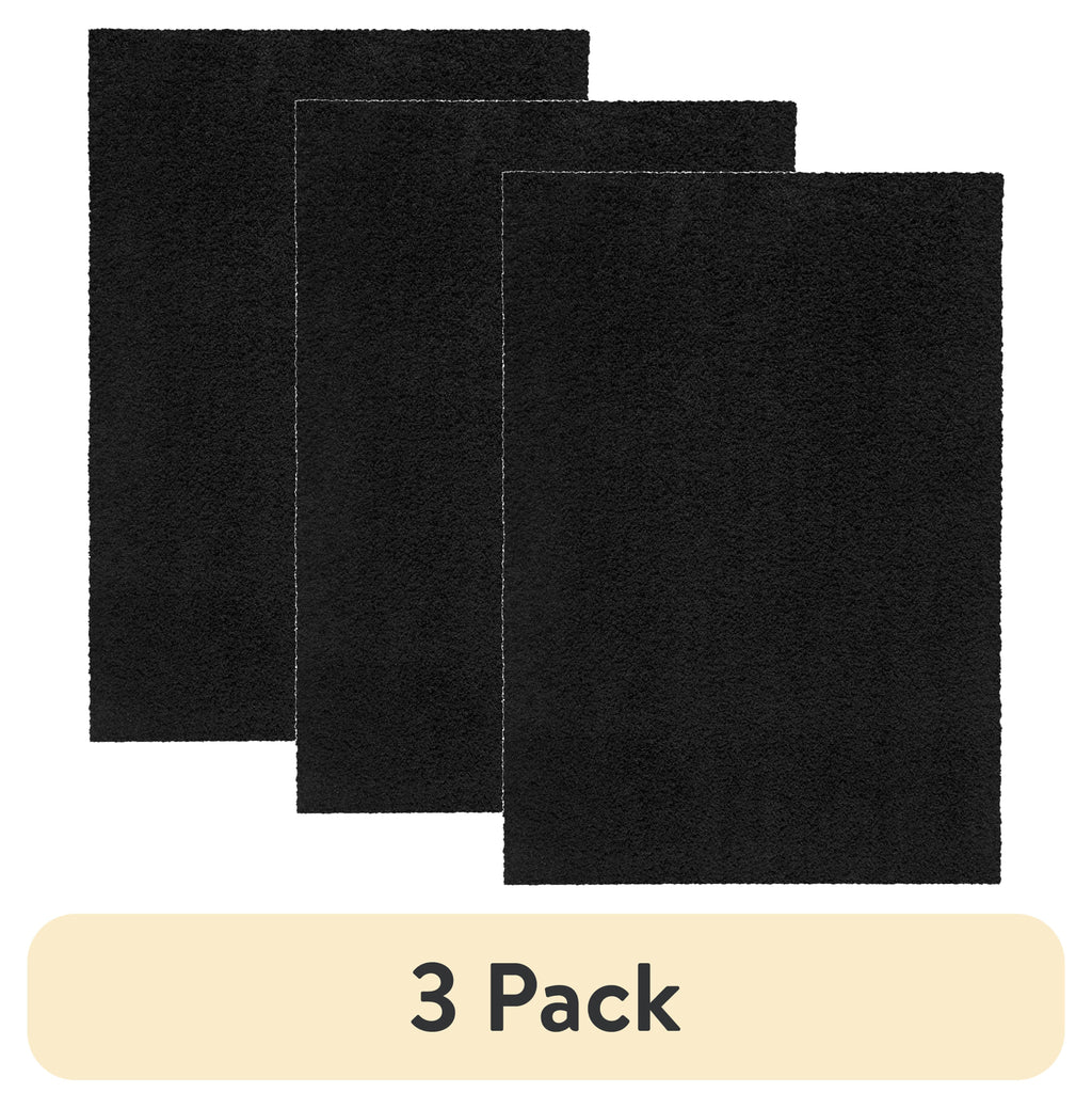 AVERO™ (3 pack) Traditional Solid Black Shag Indoor Area Rug, 5' x 7' - AVERO™