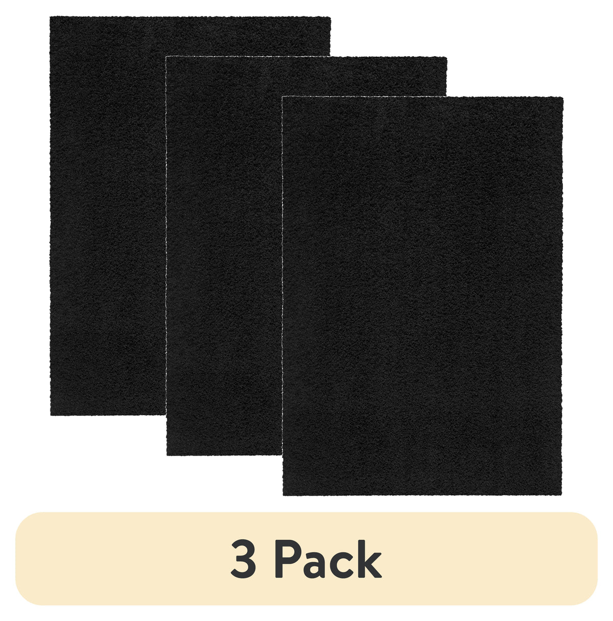 AVERO™ (3 pack) Traditional Solid Black Shag Indoor Area Rug, 5' x 7' - AVERO™