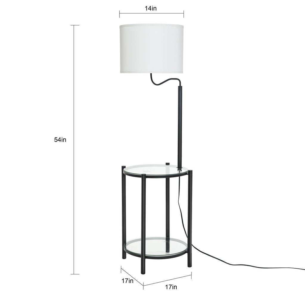 AVERO™ Glass End Table Floor Lamp with White Shade, Matte Black, 17"L x 17"W x 54"H - AVERO™