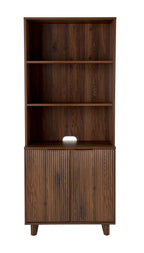 AVERO™ Lillian Fluted Bookcase with Doors and Storage, Walnut Finish - AVERO™