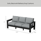 AVERO™ Ezra Outdoor Sofa, Black Frame with Gray Cushions - AVERO™