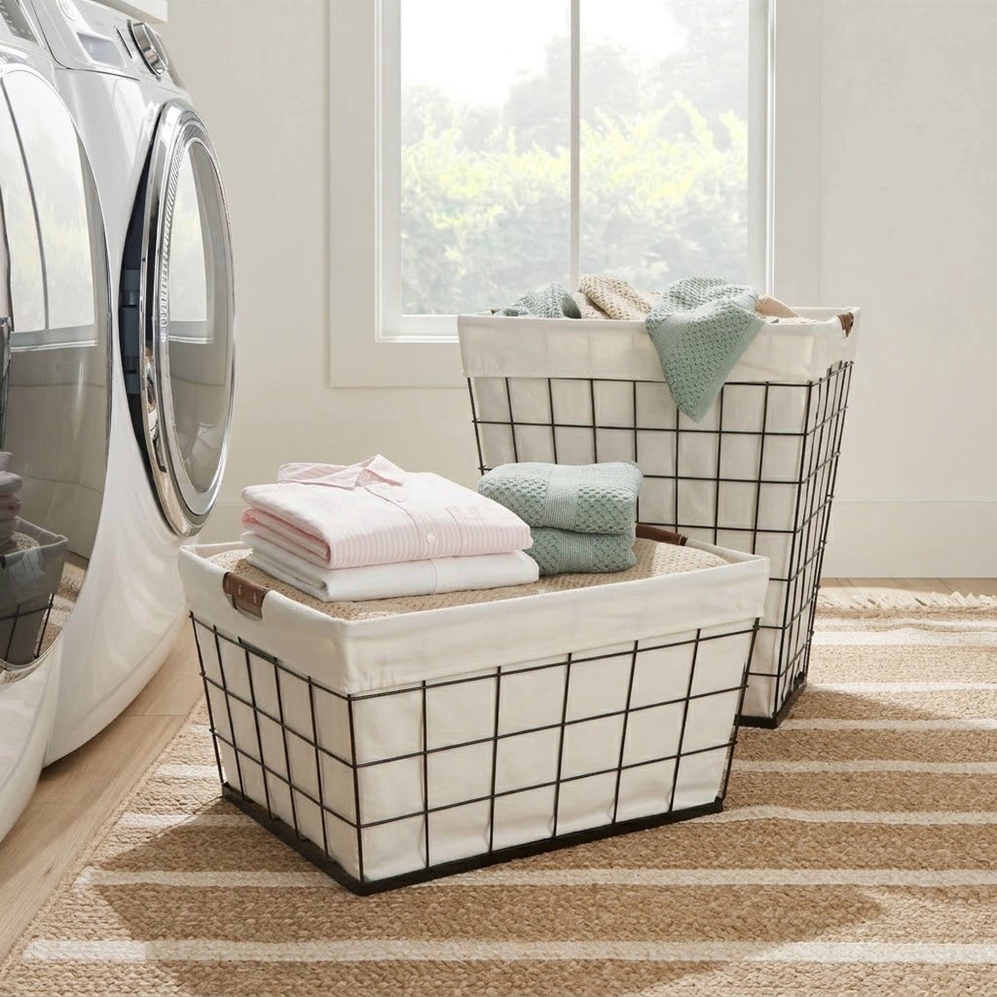 AVERO™ 75L Rectangular Steel Wire Laundry Hamper with Removable Liner, Natural, Adult - AVERO™